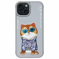 Nimmy Glasses Cool Cat iPhone 15 dėklas - pilkas