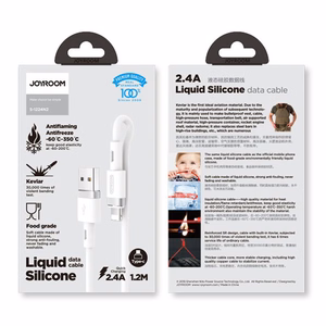 Joyroom skystas silikoninis duomenų kabelis N2 USB-A / Lightning 2.4A 1.2m - baltas