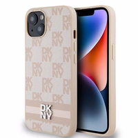 DKNY odinis languotas mono raštas ir spausdintos juostelės dėklas iPhone 15/14/13 - rožinis