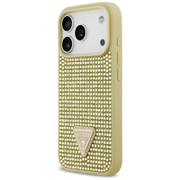 Guess Rhinestone Triangle Logo dėklas telefonui iPhone 17 Pro - auksinė