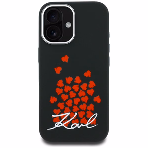 Karl Lagerfeld silikoninis dėklas su širdies logotipu MagSafe iPhone 16 - juodas