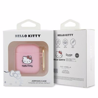 Hello Kitty silikoninis 3D Kitty galvos dėklas AirPods 1/2 - rožinis