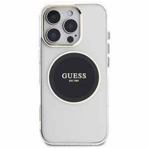 Guess IML Metal Colored Circle Classic Logo Magnetinis dėklas telefonui iPhone 16 Pro Max - juodas