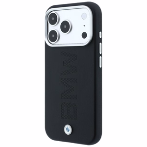 BMW Sign Deboss Quilted Metal Logo MagSafe dėklas, skirtas iPhone 18 Pro Max – tamsiai pilkas