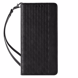Magnetinis dirželio dėklas Samsung Galaxy S23 Ultra su atverčiamu piniginės mini dirželiu ir stovu juoda