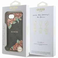Guess 4G Flowers Print Magnetinis dėklas telefonui iPhone 16e - juodas