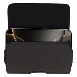 Tel Protect MAX diržo dėklas (DYDIS 14) Iphone 11/16 Plus/16 Pro/17 Pro/Huawei P30 Lite/Samsung S23/S24/S25 juodas, odinis (155x80x14 mm)