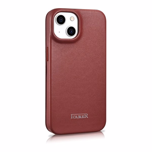 iCarer CE Premium odinis folio dėklas iPhone 14 Plus su MagSafe magnetiniu flipu - raudonas