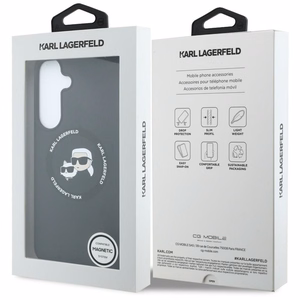 Karl Lagerfeld Silicone Karl&Choupette Heads MagSafe dėklas Samsung Galaxy S26 FE – juodas