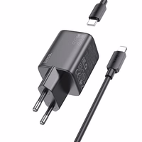 Įkroviklis Hoco USB-C QC PD 20W + kabelis USB-C į Lightning N40 juodas