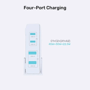 GaN tinklo įkroviklis - Unitek P1229AWH01-EU | 100W 2x USB-C 2x USB-A