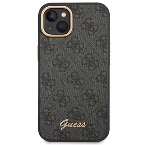 Guess GUHCP14MHG4SHK iPhone 14 Plus 6.7 "juodas/juodas kietas dėklas 4G Vintage Gold Logo