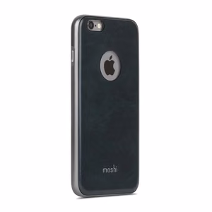 Moshi iGlaze Napa hibridinis dėklas veganiškos odos nugarėle, skirtas iPhone 6s Plus / 6 Plus, „Midnight Blue“ spalvos