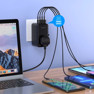 Choetech PD6028 EU / US / AUS / UK kelioninis adapteris 2x USB-C 2x USB-A 100W - juodas