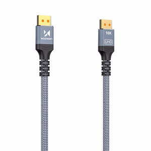 Wozinsky WPS-16AYL2S DisplayPort 2.1 kabelis VESA sertifikuotas 80 Gb/s 16K@60Hz 8K@120Hz 4K@240Hz HDR HDCP DSC 2m - juodas