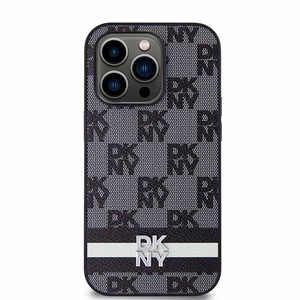 DKNY odinis languotas mono raštas ir spausdintos juostelės dėklas iPhone 14 Pro - juodas