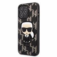 Karl Lagerfeld KLHCP13LPMNIKBK iPhone 13 Pro / 13 6.1" kietas dėklas juodas/juodas Monograma Ikonik pleistras
