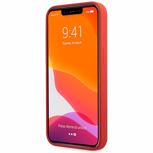 Dėklas Guess GUHCP13XLSLMGRE iPhone 13 Pro Max 6.7" raudona/bordo kietas dėklas Silikoninis Vintage Auksinis Logotipas