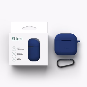 Etteri silikoninis dėklas, skirtas AirPods 4 tamsiai mėlynas