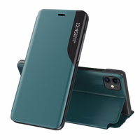 Eco Leather View Case eleganti knygos tipo dėklas su stovu iPhone 13 Pro Max žalias