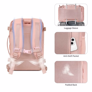 Tech-Protect Defender S50 kuprinė Ryanair ir Wizzar, 20L nešiojamam kompiuteriui - rožinė