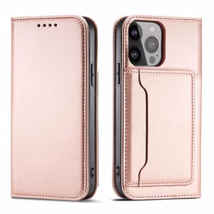 Чехол Magnet Card для iPhone 14 Plus с откидной крышкой кошелёк подставка розовый