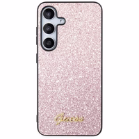 Guess Glitter Script dėklas telefonui Samsung Galaxy S24 - rožinė