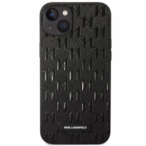 Karl Lagerfeld KLHCP14MSAKLHPK iPhone 14 Plus 6.7 "kietas dėklas juodas / juodas Saffiano Mono Metalinis Logotipas