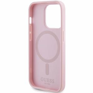 Guess GUHMP14LPSAHMCP dėklas telefonui iPhone 14 Pro - rožinis Saffiano Magnetinis