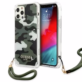 Guess GUHCP12MKSARKA iPhone 12/12 Pro 6.1" žalias/chaki kietas dėklas Camo kolekcija
