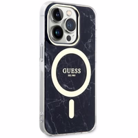 Guess GUHMP14XPCUMAK iPhone 14 Pro Max 6.7" juodas kietas dėklas Marble Magnetinis