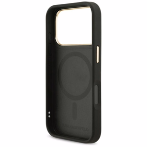 Karl Lagerfeld Big Strap Karl metalinio logotipo Magnetinis dėklas telefonui iPhone 17 Pro - juodas