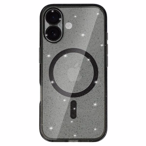 Blizgantis magnetinis dėklas telefonui Iphone 17, juodas, permatomas