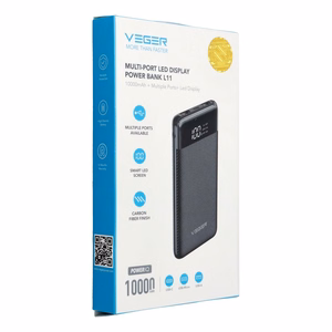 VEGER išorinė baterija 10000 mAh L11 (W1087) juoda