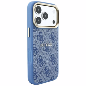 Guess Embossed 4G Classic MagSafe dėklas, skirtas iPhone 17 Pro / 18 Pro, mėlynas