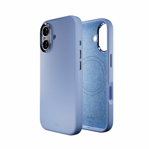 Pure Icon Magnetinis Pro skystas silikoninis dėklas iPhone 17, MagSafe suderinamas, su kameros apsauga ir aliuminio mygtukais - mėlynas