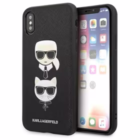 Karl Lagerfeld Saffiano Karl&Choupette Head dėklas telefonui iPhone X/XS - juodas