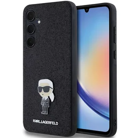 Karl Lagerfeld Fiksuotas Blizgus Ikonik Logotipas Metal Pin dėklas Samsung Galaxy A35 - juodas