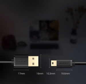 Ugreen USB - mini USB laidas 480 Mbps 3 m juodas (US132 10386)