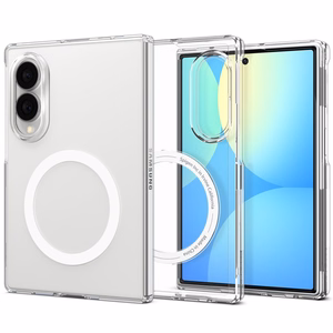 Spigen AirSkin MagFit MagSafe dėklas Samsung Galaxy Z Fold 8, skaidrus ir baltas