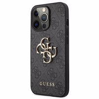 Guess GUHCP13L4GMGGR iPhone 13 Pro / iPhone 13 6.1 pilkas kietasis dėklas 4G Big Metal Logo