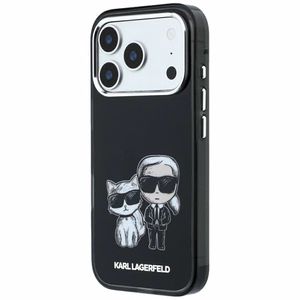 Karl Lagerfeld Smooth Karl & Choupette Bodies Sketch dėklas, skirtas iPhone 18 Pro Max / 17 Pro Max, suderinamas su MagSafe – juodas