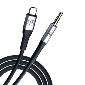 Audio kabelis 3mk USB-C to 3,5mm 1.0m juodas