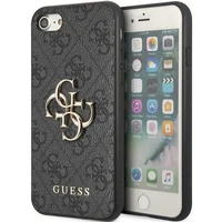 Guess GUHCI84GMGGR iPhone 7/8/SE 2020/2022 pilkas/pilkas kietas dėklas 4G Didelis Metalinis Logotipas