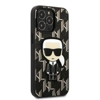 Karl Lagerfeld KLHCP13LPMNIKBK iPhone 13 Pro / 13 6.1" kietas dėklas juodas/juodas Monograma Ikonik pleistras