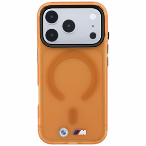 BMW M IML Frosted Metal Logo & Trims MagSafe dėklas, skirtas iPhone 17 Pro / 18 Pro – oranžinis