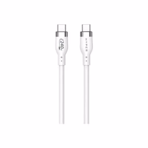 Hyper HyperJuice HJ4001WHGL – 1 m 240 W silikoninis USB-C–USB-C įkrovimo laidas, baltas