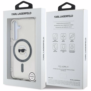 Dėklas Karl Lagerfeld Button Karl Head Printed Logo Magnetinis Samsung Galaxy S25 juodas