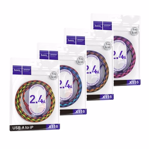Kabelis USB A į Lightning Hoco 2,4A 1 m X116 gradientinė violetinė