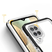 Skaidrus 3in1 dėklas telefonui Samsung Galaxy A22 4G rėmelis gelis juodas